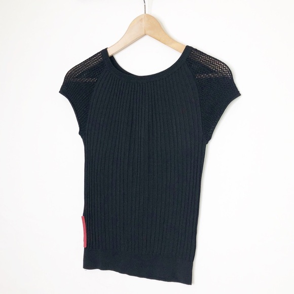 Prada Black ribbed mesh top - Picture 8 of 11